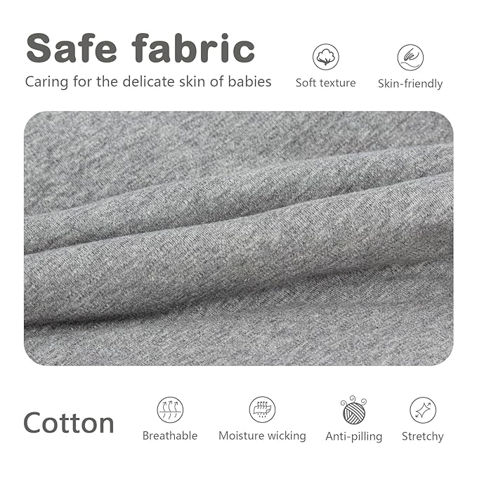 Mosebears Sleep Sack Baby Winter Wearable Blanket with 2-Way Zipper,2.5 TOG Cotton Sleep Sack Unisex (Grey, 0-6 Months)