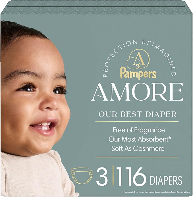 Pampers Amore, Size 3 (13-26 lbs), 116 Count, Our Best Diaper