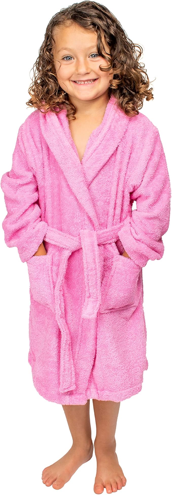 BAGNO MILANO Kids Organic Turkish Cotton Hooded Beach Cover-Up Towel, GOTS Certified, for Boys and Girls (Pink, 13-15 Years)