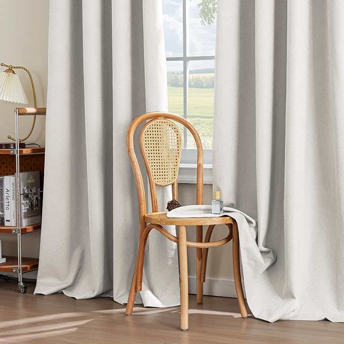 PrinceDeco Blackout Curtains for Bedroom – 100% Light Blocking Thermal Insulated Curtains 108 inch Length, Noise Reducing Energy Saving Drapes for Living Room,Nursery,2 Panels,55" W x108 L,Ivory