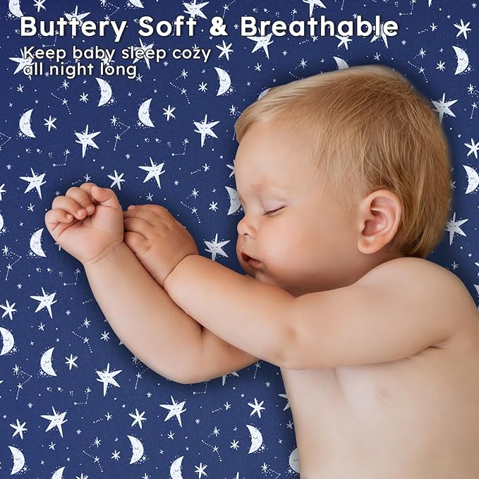 Baby Crib Sheets for Boys Girls Neutral, 2 Pack Crib Mattress Sheet for Standard Crib and Toddler Mattress, Super Soft Breathable Fitted Crib Sheet, 52" x 28"
