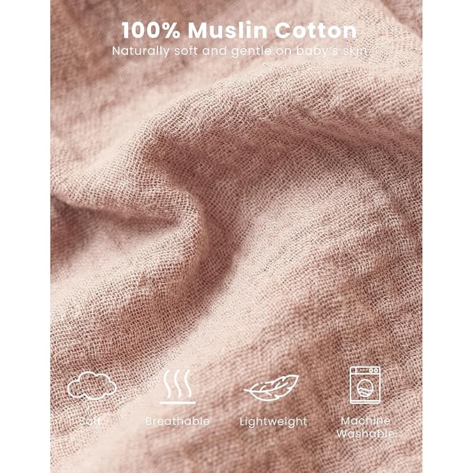 Konssy Muslin Baby Sleep Sack 0-6 Months 0.8 TOG, 2 Pack 100% Cotton Wearable Blanket for Babies, 2-Way Zipper Breathable Sleeping Sack Infant Toddler Essentials for Girls and Boys(Butterfly,Taupe)