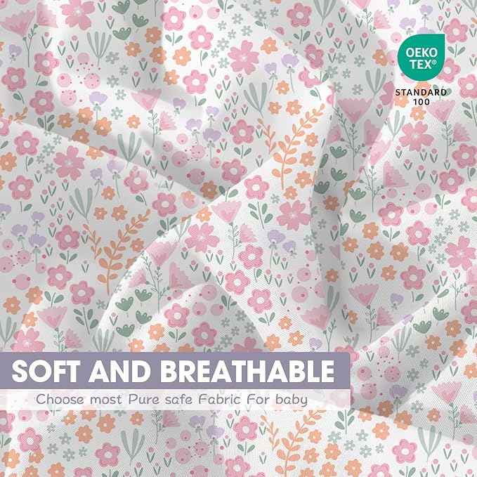 Little Grape Land Crib Sheets 4 Pack, Microfiber Fitted Crib Sheet for Standard Crib Mattress 52"x28"x8", Soft and Neutral Baby Crib Sheets for Boys and Girls, Breathable & Easy Care, Pastel Meadow