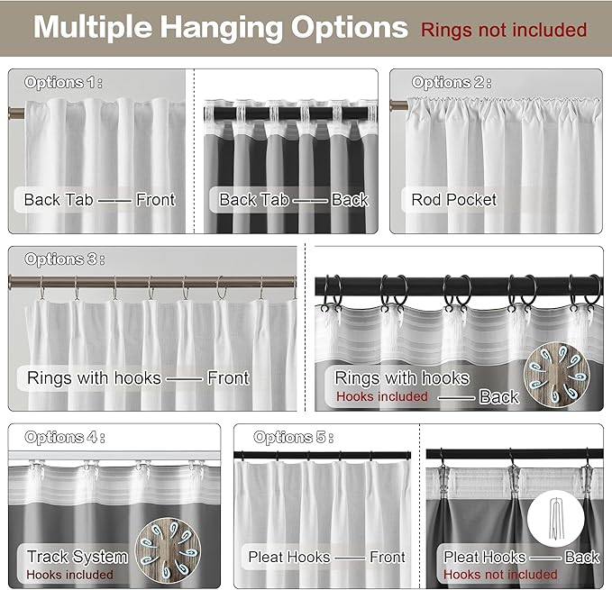 Room Darkening Curtains 144 Inches Long 12 FT Back Tab Extra Long Solid Linen Textured Drapes for Living Room/Bedroom Wall Tall Curtains High Ceiling Long 2 Story Snow White