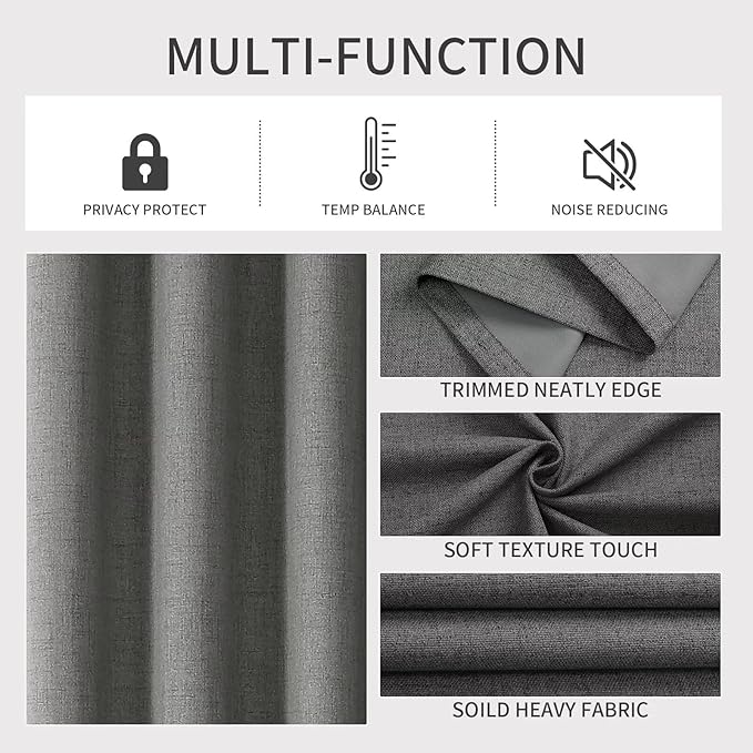 Joydeco Blackout Room Divider Curtains, Extra Wide Sliding Door Drapes Living Room Curtains, Dark Grey 1 Panel 70W x 90L Inch Patio Door Drapes for Room Privacy