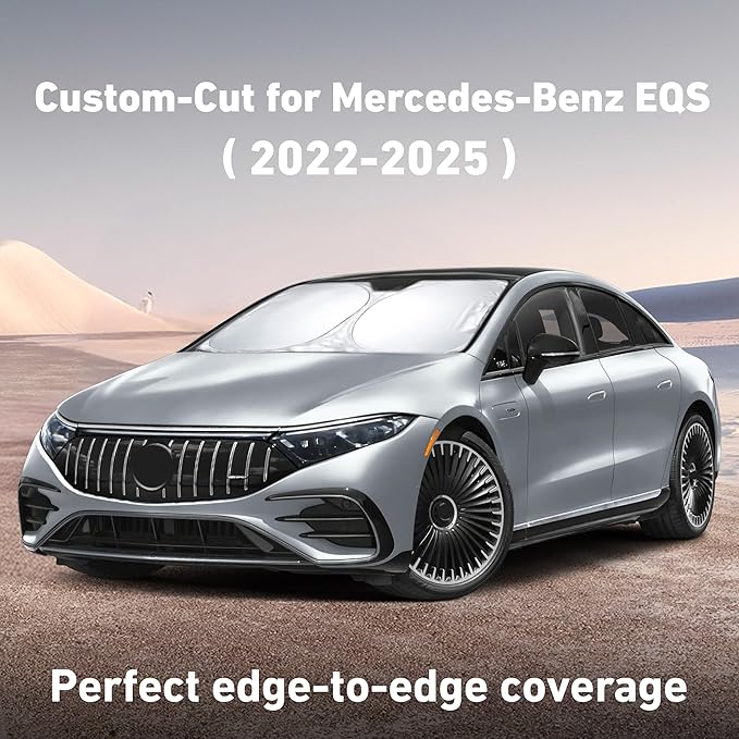Econour Windshield Sunshade for Mercedes-Benz EQS 2022-2023 2024 2025, Sun Visor for Front Windshield & Window Sun Shade Cover, UV Heat Blocker & Protector, Car Accessories