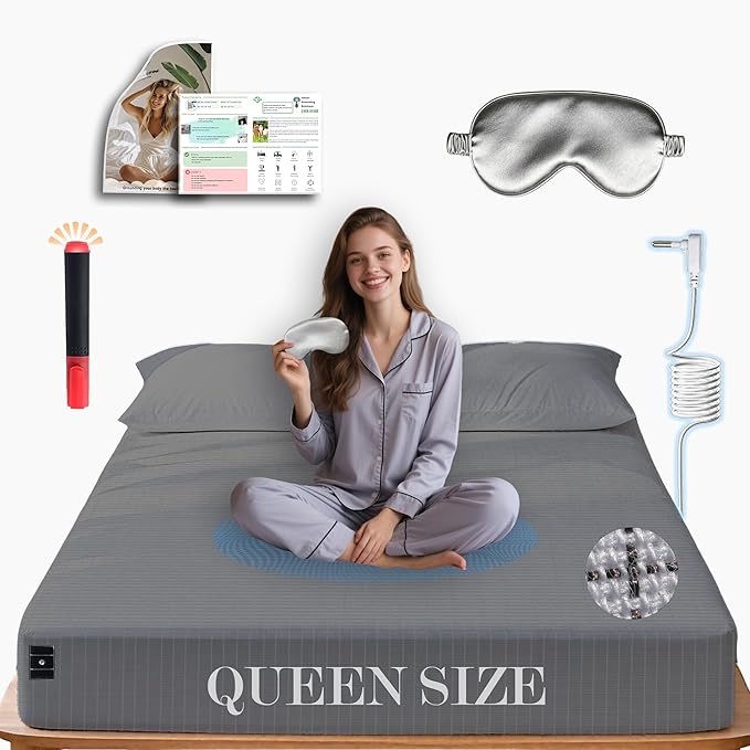 Ali King Grounding Sheets - Queen Size, Soft Cotton with Silver Fiber, 15'' Deep Pocket Earth Grounding Fitted Bed Sheets for Improved Sleep (Dark Gray, Queen 60''*80''*15'')