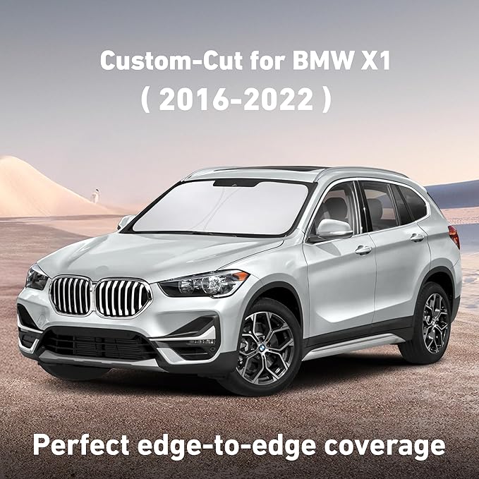Econour Windshield Sunshade for BMW X1 2016-2020 2021 2022, Sun Visor for Front Windshield & Window Sun Shade Cover, UV Heat Blocker & Protector, Car Accessories