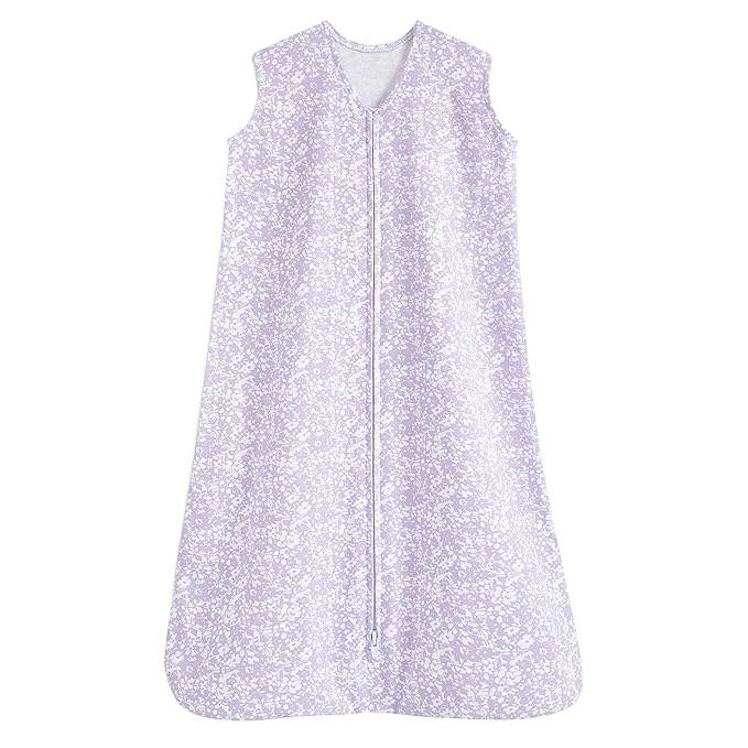 HALO SleepSack, 100% Cotton Wearable Blanket, Swaddle Transition Sleeping Bag, TOG 0.5, Aster Flowers-purple, Medium, 6-12 Months