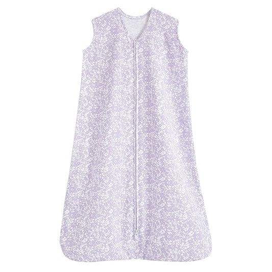 HALO SleepSack, 100% Cotton Wearable Blanket, Swaddle Transition Sleeping Bag, TOG 0.5, Aster Flowers-purple, Large, 12-18 Months