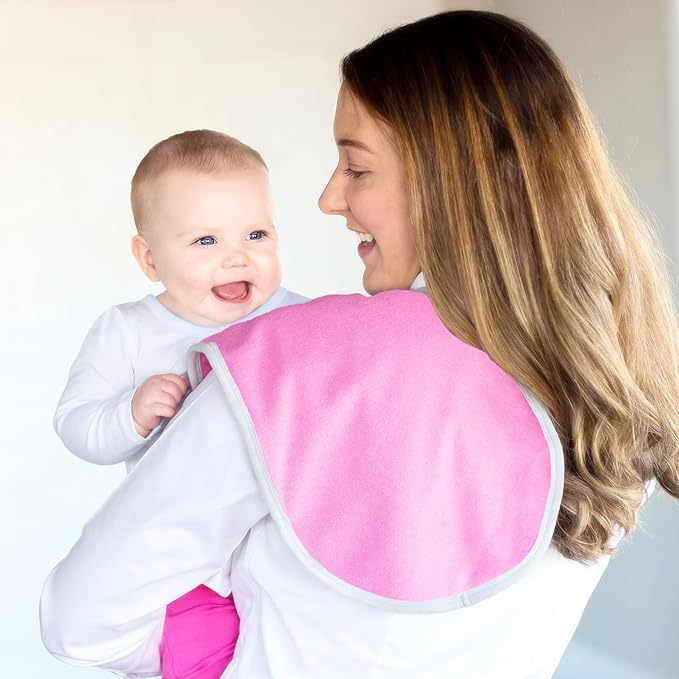 Kiddologic Baby Burp Cloth, Triple Protection, 2 Layers Soft Absorbent Terry, Waterproof Inner Lining, Large Size Curved Design, Extra Coverage, Newborn/Infant Girl Burping Rag, Wild Orchid (Pink)