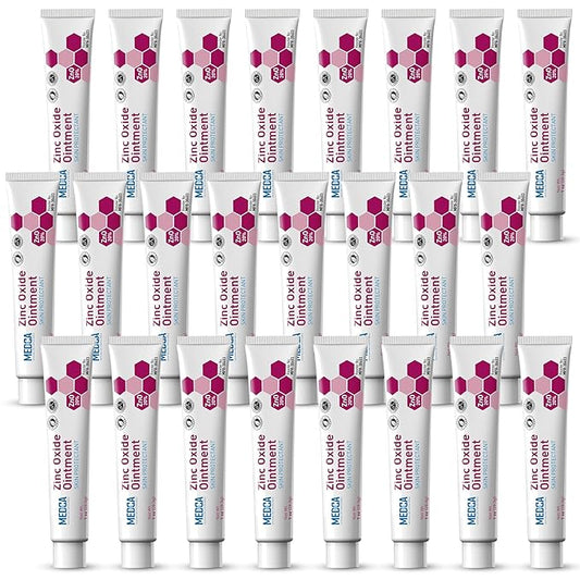 High-Potency 20% Zinc Oxide Ointment - (Pack of 24) Baby Diaper Rash Cream and Gentle Skin Protectant Barrier for Chafed Skin, Wetness Daily & Overnight Protection Soothing, Hypoallergenic, 1oz Tubes