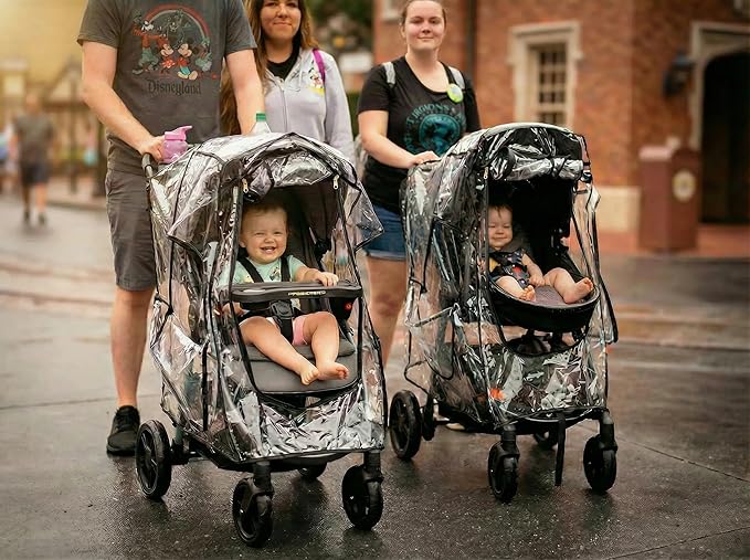 Large Stroller Sunshade & Rain Cover-Protect Your Baby Stroller from Sun, Rain, Wind, Dust-Built in Mosquito Netting-Universal Weather Shield for Baby Carriage