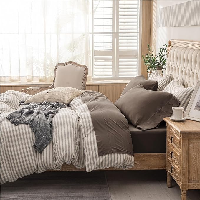 PURE ERA Jersey Knit 4pc Bed Sheet Set 100% T-Shirt Cotton Super Soft Comfy Breathable Fits Mattress Up to 20" Extra Deep Pocket (Solid Brown, Full)