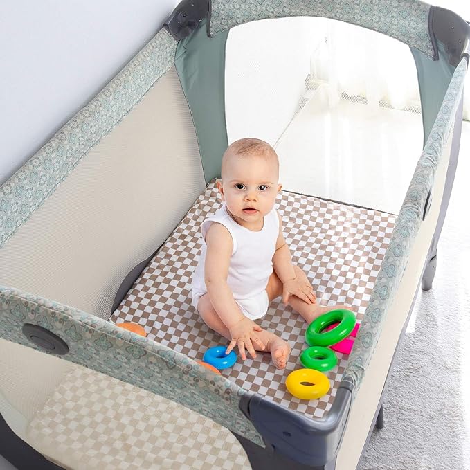 LifeTree Crib Sheets for Baby Unisex - Muslin Fitted Crib Sheets Toddler Bed Sheet, 70% Viscose from Bamboo and 30% Cotton, Coffee Checkered, 26in x 38in