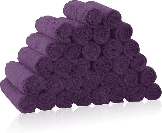 32 Pack Baby Washcloths - Luxury Coral Fleece - Extra Absorbent and Soft Wash Clothes for Newborns, Infants and Toddlers - Suitable for Sensitive Skin and New Born - Baby Shower - Plum, 10x10 Inch