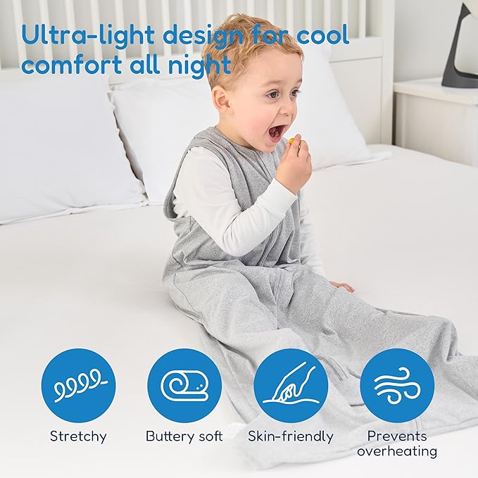 TotAha Toddler Sleep Sack 1.0 TOG for 2T-3T-4T, Soft Wearable Blanket Baby Sleep Bag with 2-Way Safe Zippers,Fluffy Extra Large Sleeping Sacks, Grey