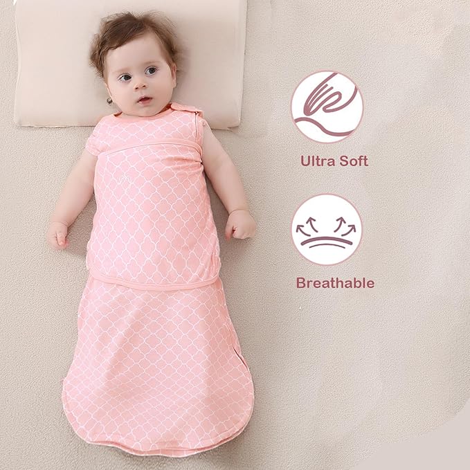 Baby Swaddle,Sleep Sack 6-12 Months,Adjustable WearableTransition Blanket,Miracle Swaddles for Babies Large,100% Cotton-2-Piece