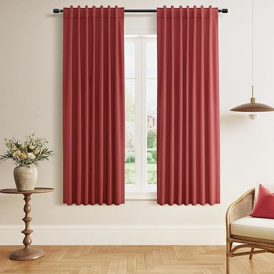 Guken 100% Blackout Curtains 63 Inch Length 2 Panels Set for Living Room Bedroom Back Tab Thermal Insulated Black Out Linen Drapes Room Darkening Window Curtains 52x63