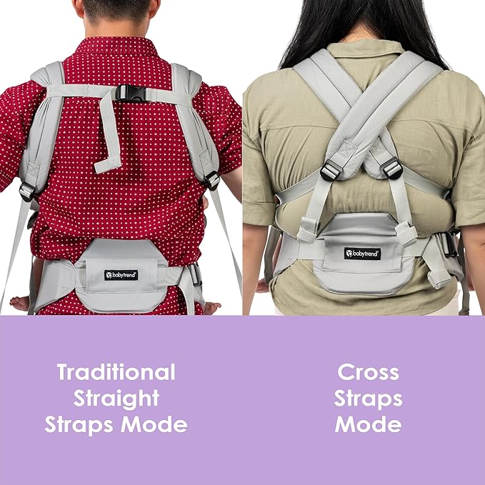 Baby Trend Caleo 3‑in‑1 Newborn Carrier, Snuggle Grey – 100% Cotton, Machine Washable, Lumbar Support & Built‑in Sun Hood