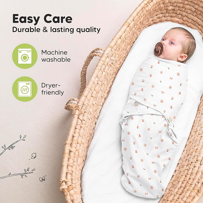 3-Pack Organic Baby Swaddle Sleep Sacks - Swaddles for Newborns, Infant 0-3 Months, Baby Girls, Boys, Soft & Snug Newborn Sleep Sack, Nursery Swaddling Blankets (Butterflies)