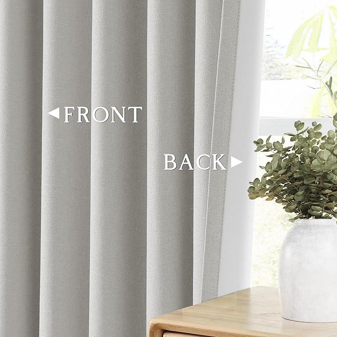 ChrisDowa 100% Blackout Light Grey Solid Curtains 63 Inches Long 2 Panels for Bedroom Living Room,Farmhouse Room Darkening Thermal Insulated Soundproof Grommet Top Window Treatment Drapes,52x63