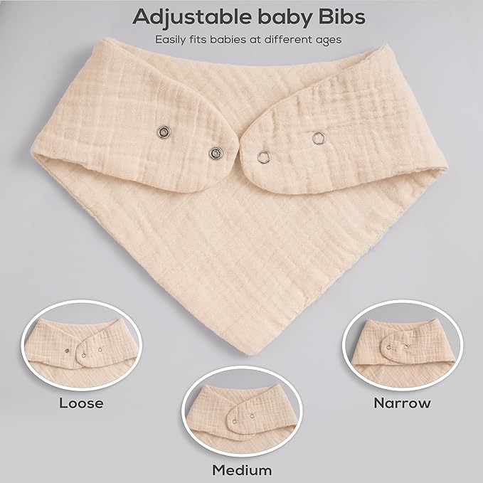 LILY O LAUREL Muslin Baby bibs for drooling and teething, 100% cotton, Bibs for baby girl, Muslin bibs for boys (8 Pack)