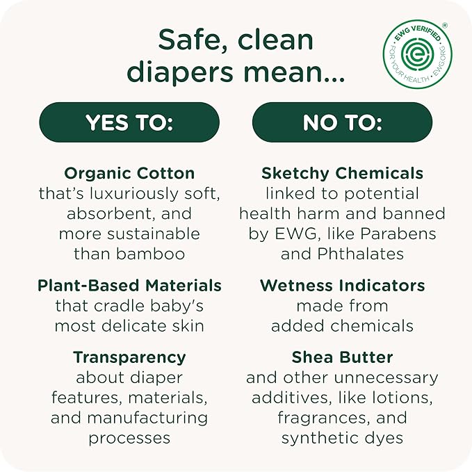 Our Diapers | The First EWG Verified & Microbiome-Friendly Diaper | 12-Hour Leak Protection | Made with Organic Cotton & Plant-Derived Materials | Totally Chlorine Free | Size 1 (7-14 lbs) 42 Count