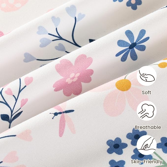 david's kids 3 Pack Mini Crib Sheets, Soft Breathable Premium Pack N Play Sheets for Baby Boys Girls Neutral, Playard and Mini Crib Mattresses, Floral & Butterfly
