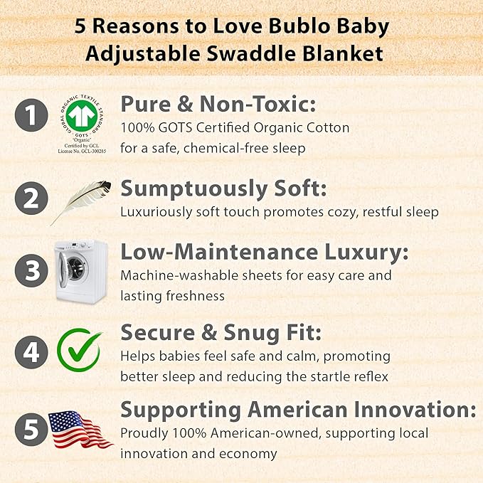 Bublo Baby Swaddles for Newborns – 3-Pack Infant Swaddles 0-3 Months – Adjustable Newborn Swaddle Sleep Sack – Soft Organic Cotton Baby Wrap for Safe & Cozy Sleep