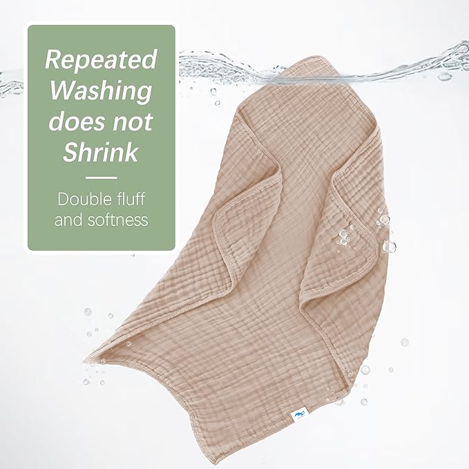 SWEET DOLPHIN Muslin Baby Bath Towels Blanket - 2 Pack 100% Cotton Towel for Babies, Infants, Toddlers - 40x40Inch - Highly Absorbent, Ivory and Brown