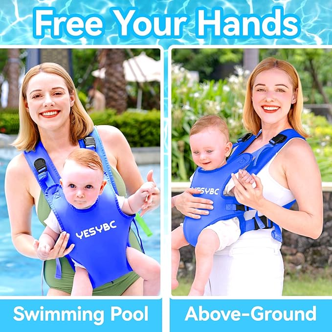 Baby Carrier, Dual-Use Adjustable Baby Sling Support Infant Chest Holder with Drawstring Backpack for Newborn to Toddler 13-33 lbs Swimming Pool Beach Land (Dark Blue)