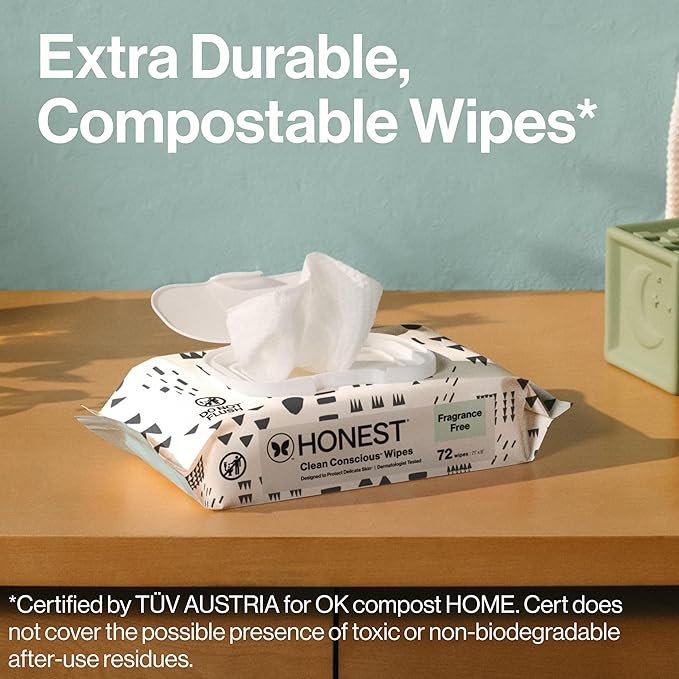 The Honest Company Hypoallergenic Multi-Use Baby Wipes for Sensitive Skin, Pattern Play, 720 Count