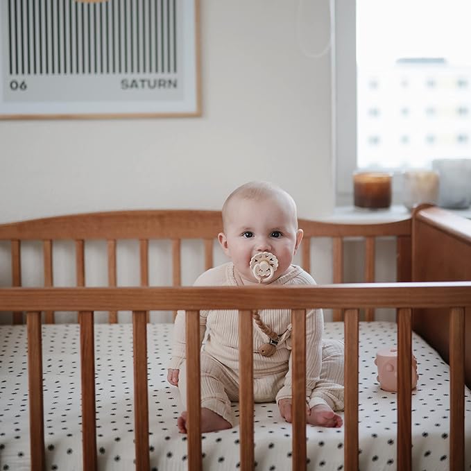 mushie Extra Soft Muslin Fitted Crib Sheet | 192 Thread Count | 28"x 52" (Space)