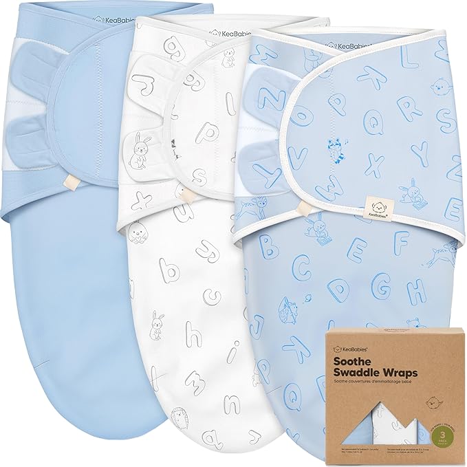3-Pack Organic Baby Swaddle Sleep Sacks - Swaddles for Newborns, Infant 3-6 Months, Baby Girls, Boys, Soft & Snug Newborn Sleep Sack, Nursery Swaddling Blankets (ABC Land Cloud, Large)