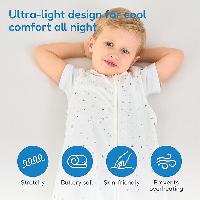 TotAha Toddler Sleep Sack 1.0 TOG, Soft Quilted Wearable Blanket Baby Sleeping Bag with 2-Way Safe Zippers for All Seasons