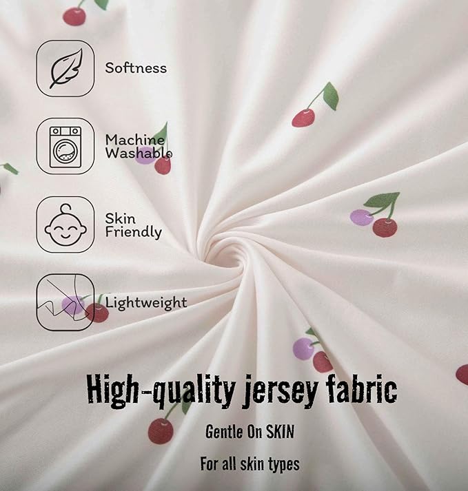 SDY Jersey Cherry Bassinet Sheets for Baby Girls,32 "x 16 "x 4", 2 Pack,Pink Cute Kawaii Standard Oval/Retangle Fitted Bassinet Sheets for Toddler,Super Soft Breathable