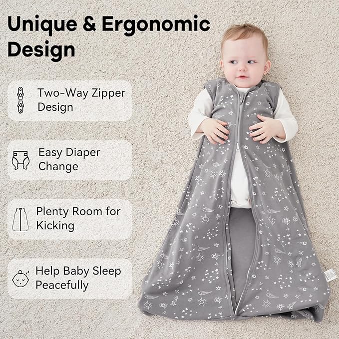 Unnivoll Baby Sleep Sack 0-6 Months 3 Pack 100% Cotton Lightweight 0.5 TOG Wearable Blanket Baby Sleep Bag with 2-Way Zipper for Newborn Infant