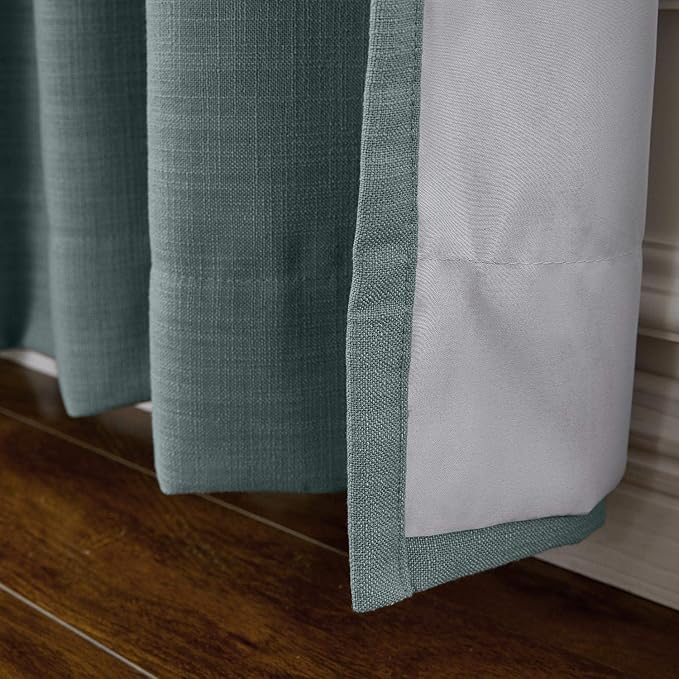 ChadMade 120W x 96L Inch Dark Grey Linen Polyester Curtain Drapes with Blackout Lining, Room Darkening Antique Bronze Grommet Curtain for Sliding Glass Door Patio Door Living Room (1 Panel)