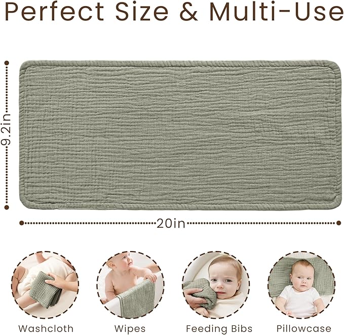 Konssy Muslin Baby Burp Cloths Sets for Unisex- 7 Pack Soft 100% Cotton Burping Clothes for Newborn，Baby Girls and Boys