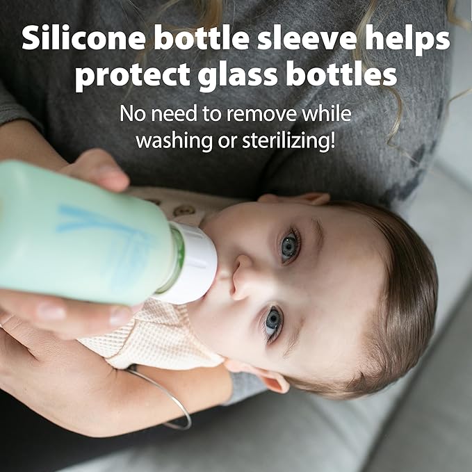 Dr. Brown's Anti-Colic Options+ Narrow Glass Baby Bottle with Level 1 Slow Flow Nipple, BPA-Free, 8 oz/250 mL, 2-Pack