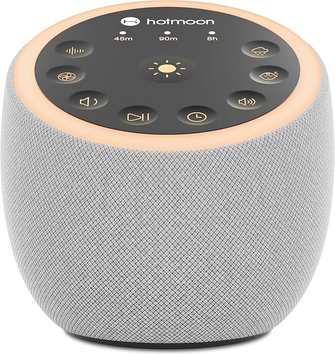 Hotmoon Sound Machine for Sleep, Cocoon 2 White Noise Sound Machine with 40 Non-Looping Sounds, Dual-Speaker & Timer, 8 Night Light, Pink Brown Green Noise for Sleeping Adults, Office Privacy, Plug-in