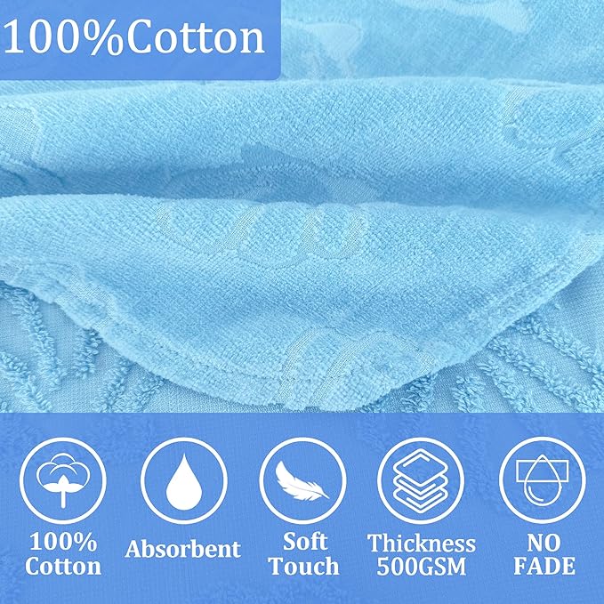 Toddler Beach Towels with Hood, Oversized (2-4Years,22"X22") Made from 100% Soft Cotton,Absorbent Hooded Poncho Towel for Baby Boy,Perfect for Pool | Swimming | Bath | Beach,Jacquard Gray Shell