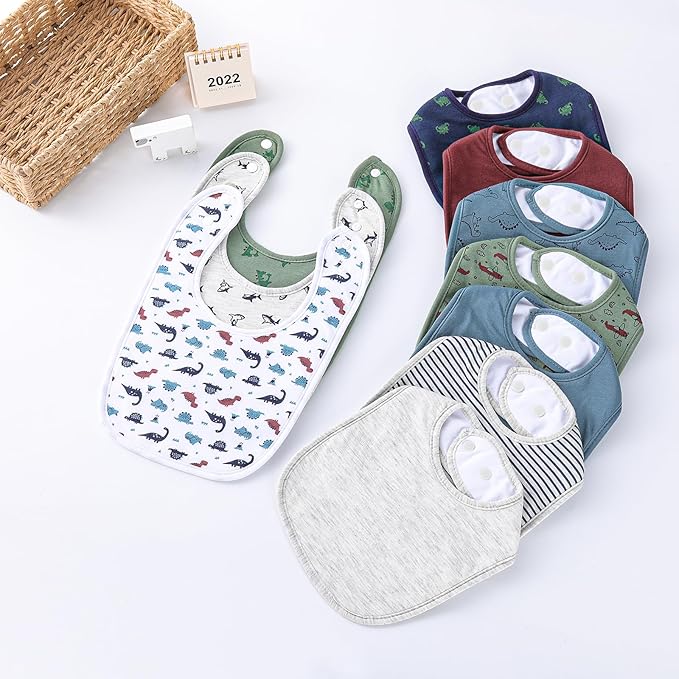 Hakochia Waterproof Baby Bibs Organic Cotton Super Soft and Absorbent With Adjustable Snap for Baby Boys and Girls