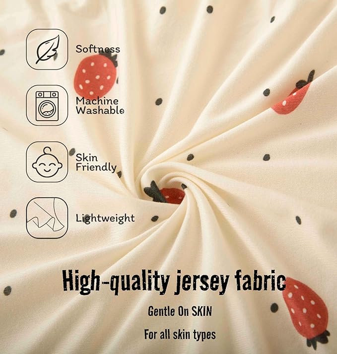 SDY Jersey Strawberry Bassinet Sheets for Baby Girls,32 "x 16 "x 4", 2 Pack,Pink Cute Kawaii Standard Oval/Retangle Fitted Bassinet Sheets for Toddler,Super Soft Breathable