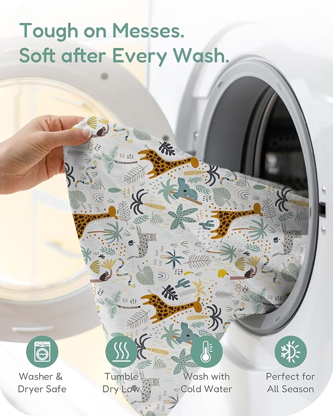 Baby Crib Sheets for Standard Crib Mattress - Green+Giraff, Soft Jersey Knit, Safe and Snug, for 28''x52''x9'' Extra Deep Pocket