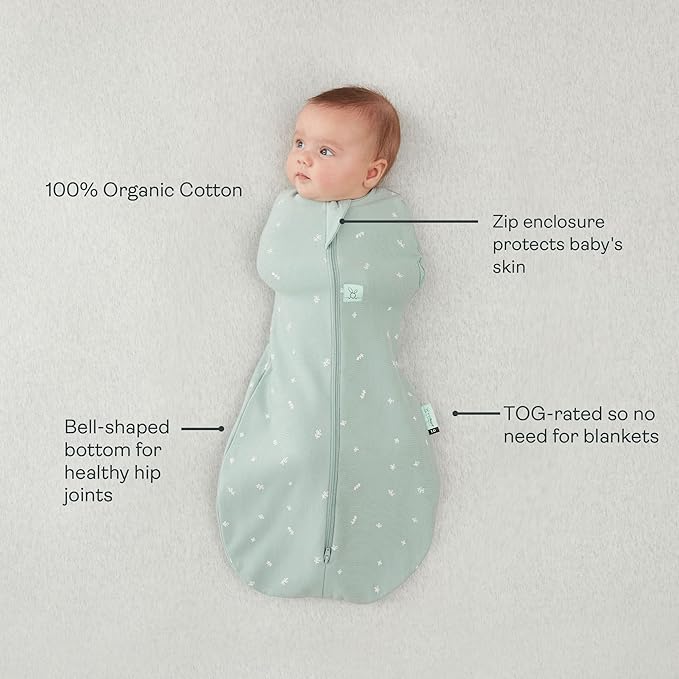 ergoPouch Cocoon Swaddle Sack 1.0 TOG - Baby Sleep Sack, Gentle Snug Fit Helps Calm Startle Reflex, Ideal for Arms In/Out Sleeping, Soft Breathable Fabric for Better Sleep (3-6 Months, Sage)