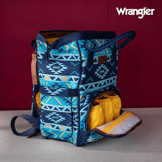 Montana West Wrangler Diaper Bag Backpack Aztec Travel Backpack Purses Western Multi-Function Baby Bags for Mom with Waterproof Insulated Pockets