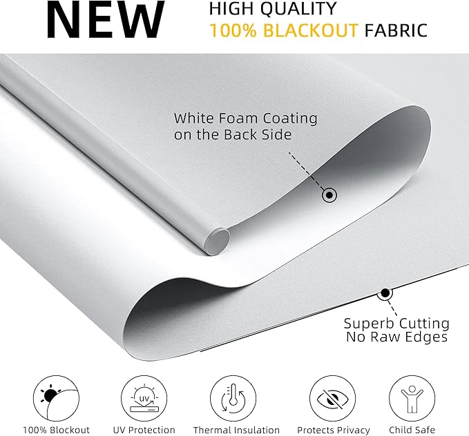 ChrisDowa Cordless Free-Stop 100% Blackout Blinds for Windows, Roller Windows Shades with Thermal Insulated, UV Protection Fabric for Living Room, Office and Home. Easy to Install.Grey,29" W X 72" H