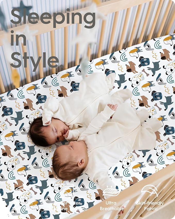 TotBasic Baby Crib Sheets Boy Girl for Standard Crib Mattress - Ultra Soft Jersey Knit Neutral Crib Mattress Sheet, Safe and Snug, Durable, Stylish Crib Sheet Fitted, 28''x52''x9'' Extra Deep Pocket
